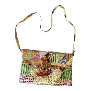 Beautiful Ornate Silk and Nylon Boho Bag
